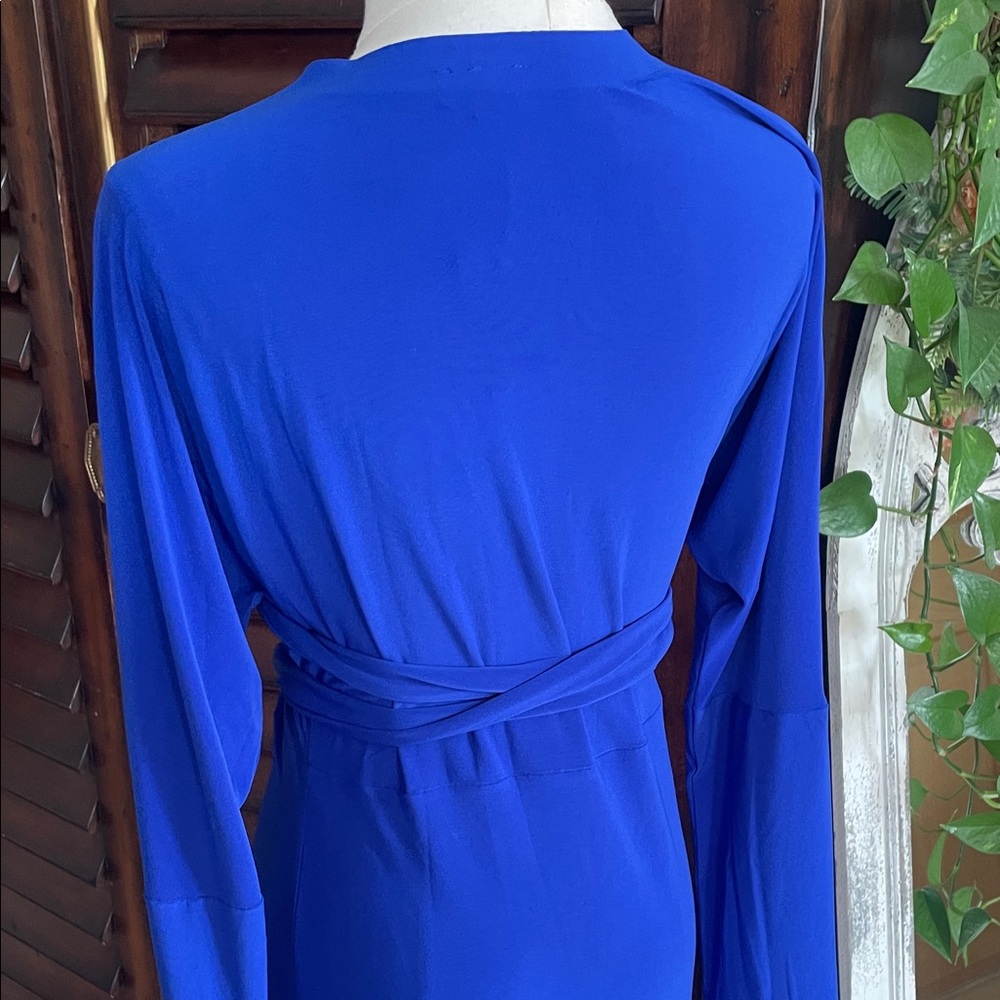 NWT Norma Kamali Dolman Wrap Colbalt Blue Maxi Dress Gown Medium 38 - Picture 11 of 13